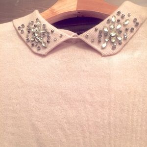 Soft baby pink Ann Taylor jewel bling sweater